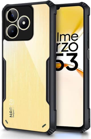PLUGTECH Slim Shockproof Case | Matte Black Soft | Drop Protection | Precise Cutouts | Premium Mobile Cover for Realme Narzo N53, Realme C53, Realme C51