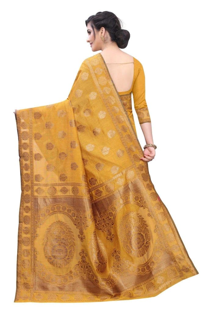 Silk Zone Women's Cotton Blend Woven Banarasi Saree with Blouse Piece view 5