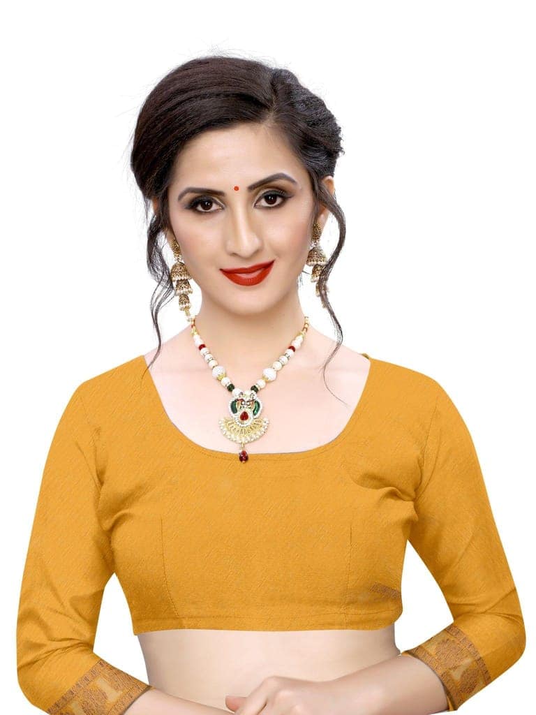 Silk Zone Women's Cotton Blend Woven Banarasi Saree with Blouse Piece view 6