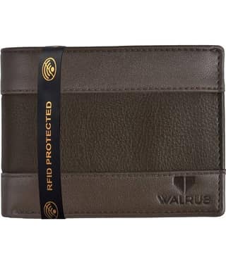 Walrus Faux Leather Brown Formal Short Wallet