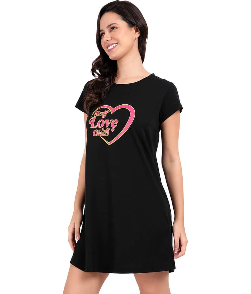 snappyb Women Cotton Solid Regular Fit Round Neck T-Shirt ( Black ) view 2