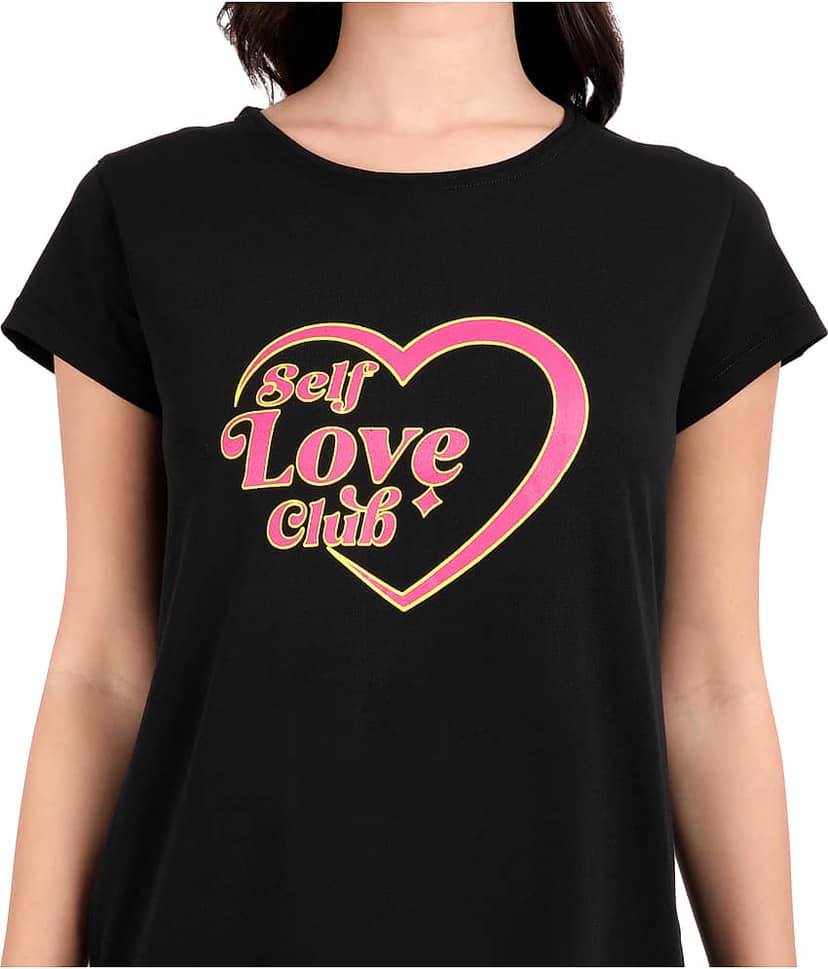 snappyb Women Cotton Solid Regular Fit Round Neck T-Shirt ( Black ) view 6