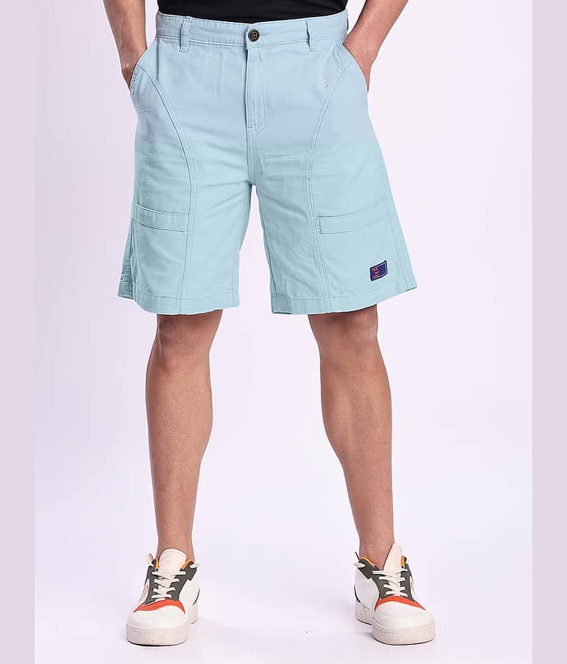 Bene Kleed Light Blue Cotton Men's Shorts ( Pack of 1 )