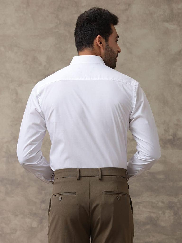 Mens Wrinkle Free White Full Sleeves Shirt Soft Touch view 2