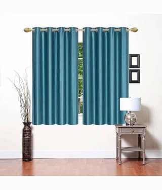 N2C Home Solid Semi-Transparent Eyelet Curtain 5 ft ( Pack of 2 ) - Teal