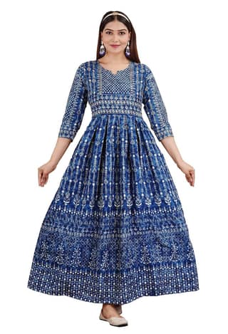 MANMAYEE Women's Rayon Sitara Work Long Kurti Gown | A-Line Kurti