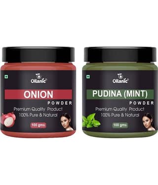 Oilanic 100% Pure Onion Powder & Pudina Powder For Skincare Hair Mask 200 g Pack of 2