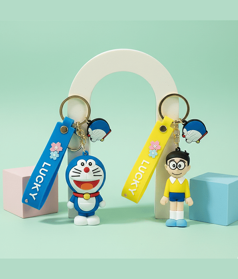 Nobita And Doraemon Silicone Keychain Combo For Bags And Key Holding Key Chain view 2