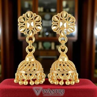 Vivastri Traditional Alloy 1 Gram Gold Plated Jhumka Earrings for Kids,Girls- VIVA2827ERG