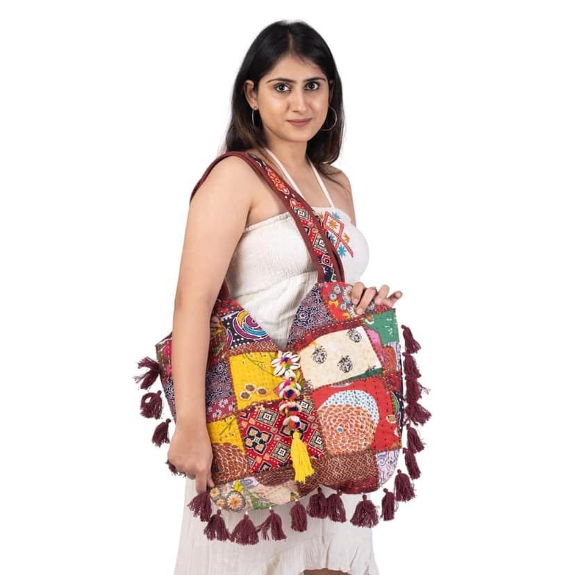 PREET SPICE Rajasthani Patchwork Bohemian Tote Bag, Shoulder Handbag for Women view 5