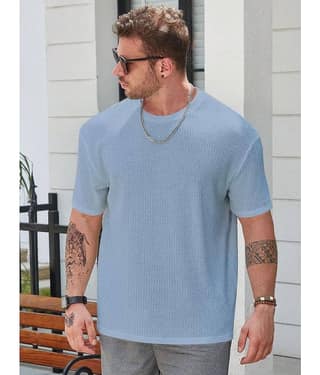 PERSONALITEE Pack of 1 Cotton Blend Regular Fit Men's T-Shirt ( Aqua Blue )