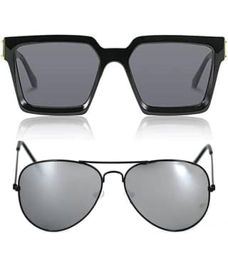 Kanny Devis - Black Rectangular Sunglasses ( Pack of 2 )