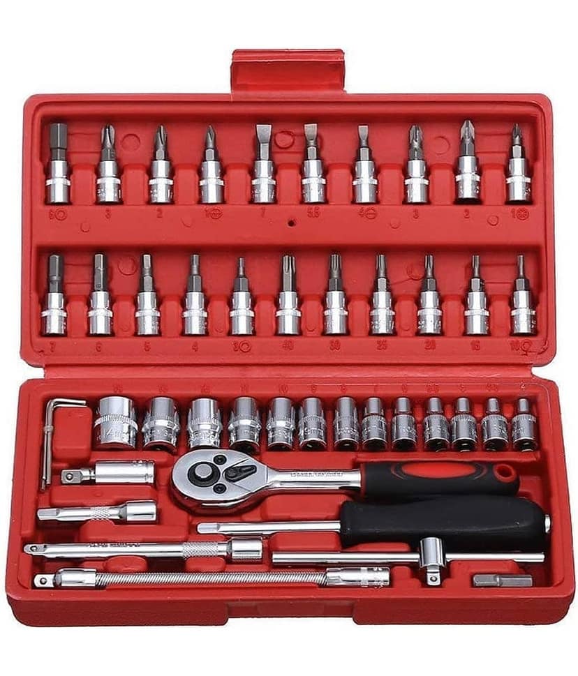 46 in 1 Pcs Tool Kit & Screwdriver and Socket Set Multi Purpose Combination Tool Case Precision Socket Set