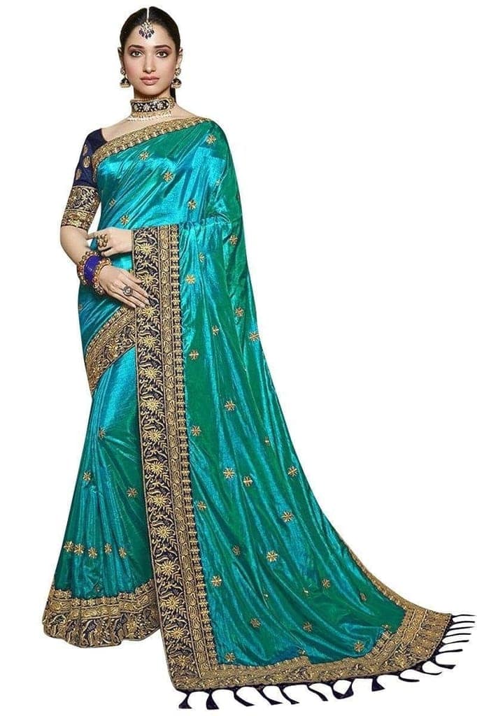 HHK Fashion Women's Work Sana Silk 5.5 Meter Saree with Unstitched Blouse Piece