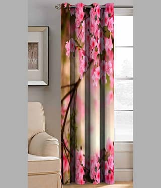 BELLA TRUE Abstract Printed Semi-Transparent Eyelet Curtain 9 ft ( Pack of 1 ) - Multicolor