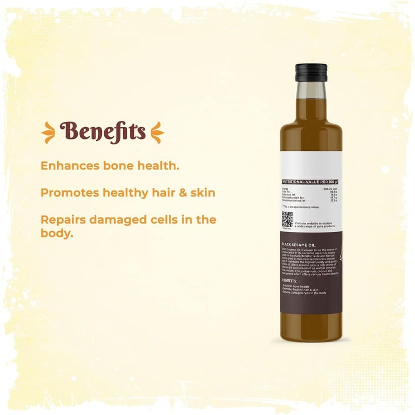 Shudhaata Black Sesame Oil (1L) - Queen of Oils Rich in Vitamin B6, Vitamin E, and Minerals view 6