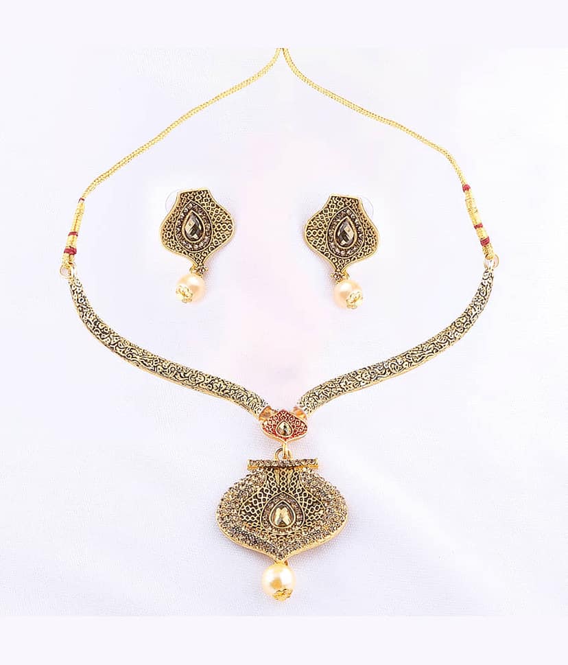 Silver Shine Alloy Golden Contemporary Contemporary/Fashion Antique Necklaces Set view 2