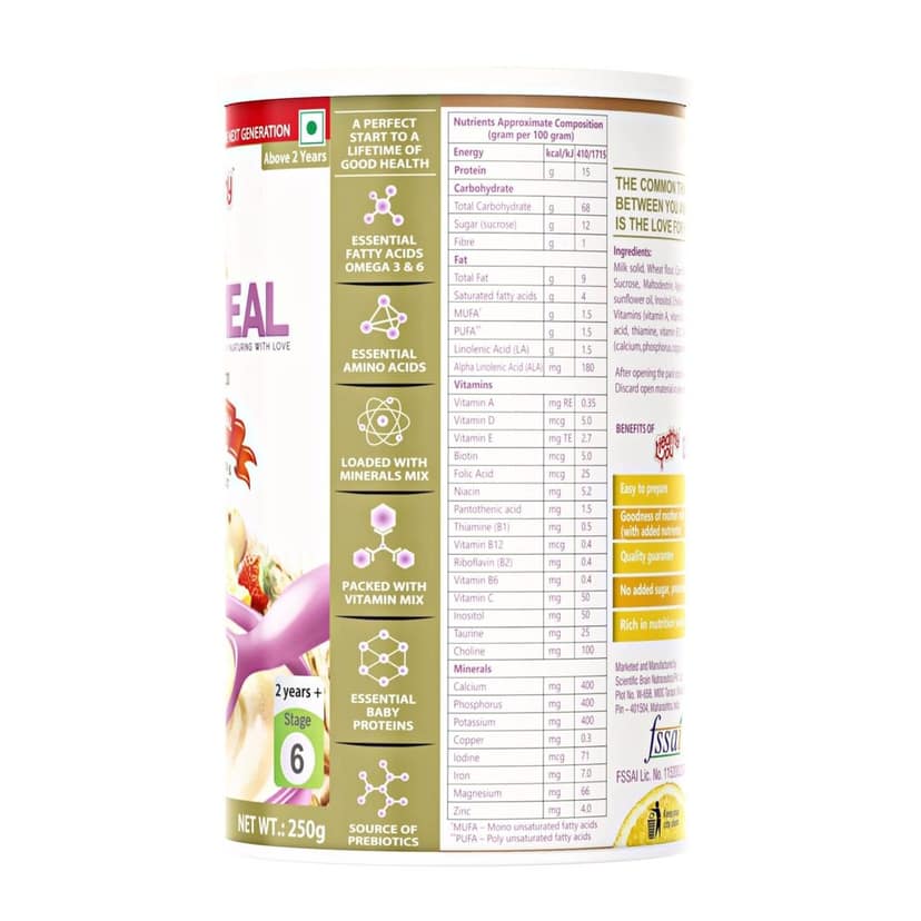 Healthy You Babymeal | Multi Grain Multi Fruit with Milk | Baby Cereal Food | | Easy to Digest | Goodness of Apple, Strawberry, Banana, Orange | For Above 24+ Months Children | 250 gm (Pack of 2) view 2