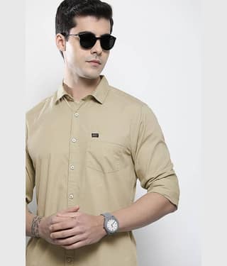 The Indian Garage Co. 100% Cotton Slim Fit Solids Full Sleeves Men's Casual Shirt - Green ( Pack of 1 )