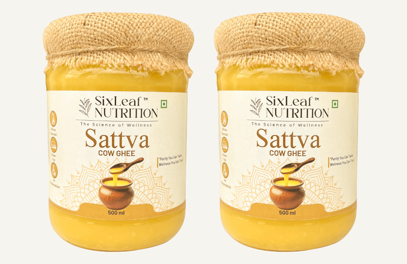 SixLeaf Sattva Cow Ghee 500 ml (Pack of 2)
