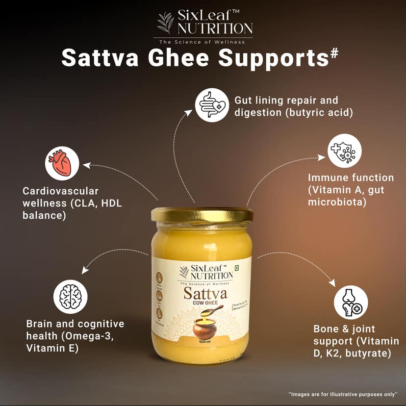 SixLeaf Sattva Cow Ghee 500 ml (Pack of 2) view 2