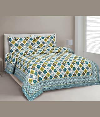 CLOTHORO Cotton 1 Double King Bedsheet with 2 Pillow Covers ( Multicolor )