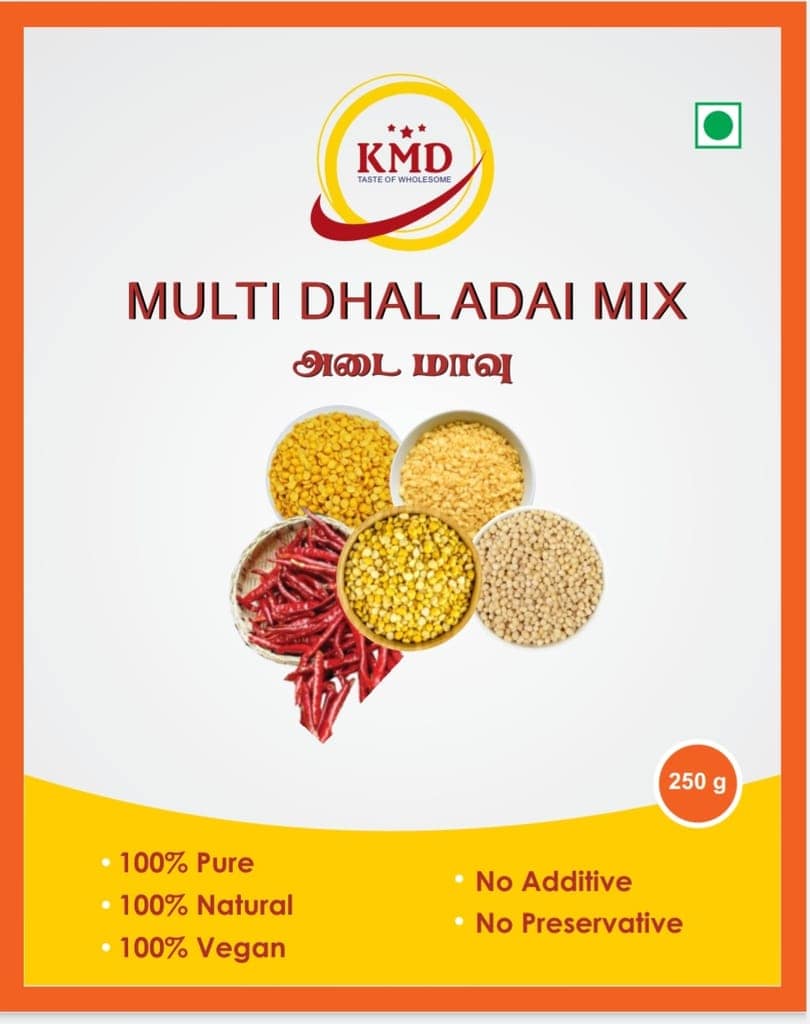 KMD Multi Dhal Adai Mix - 250g | 100% Pure, Natural & Vegan view 3