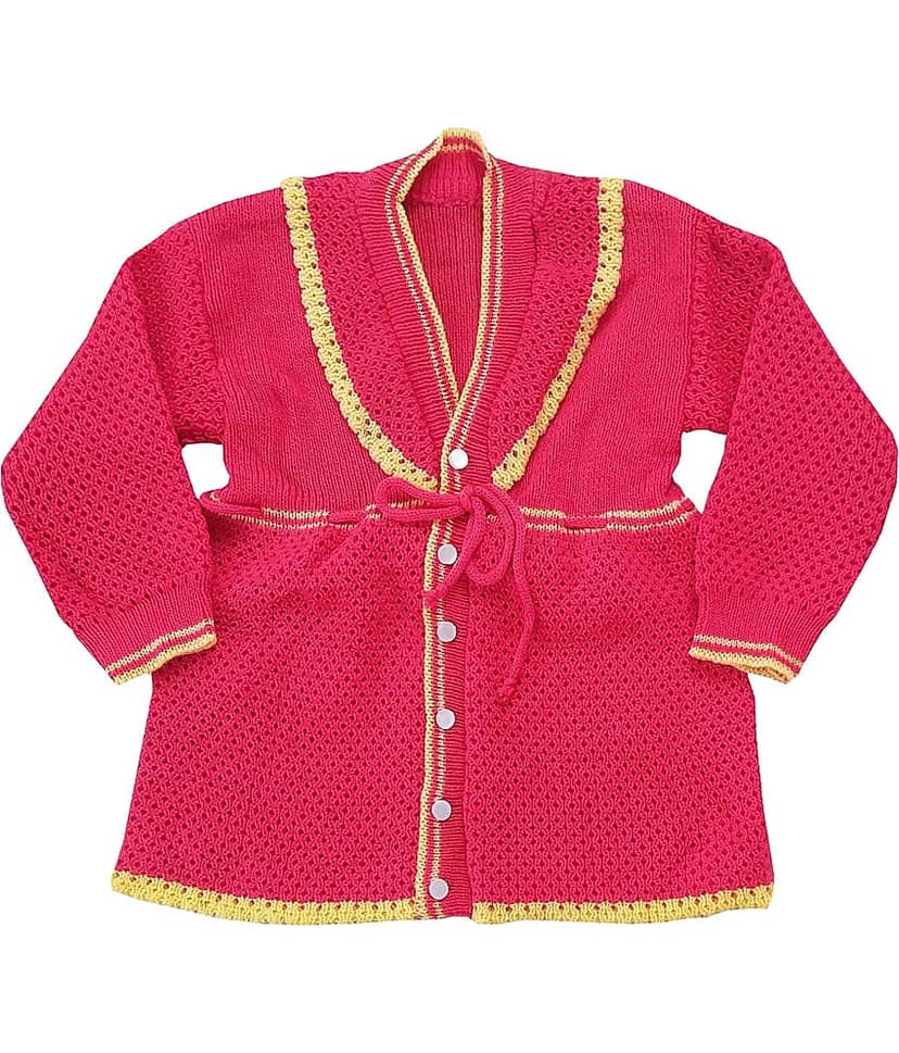 LITTLE PANDA Single Baby Girls Woollen Cardigans ( Red ) view 2