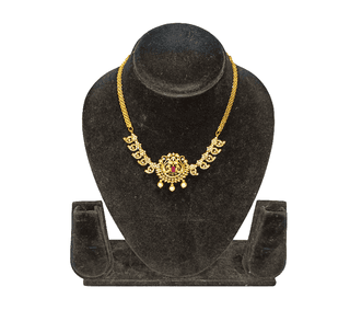 Traditional Gold Plated Peacock Motif AD Stone & Pearl Necklace for Women