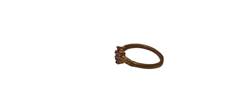 Elegant Floral Design Gold-Plated Ring with Pink and White Stones view 3