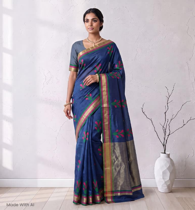Handloom Chanderi Silk By Cotton Saree view 7