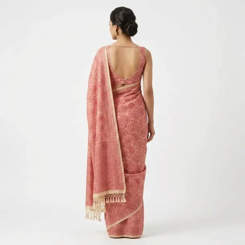 Tussar Sambalpuri Saree Geometric Floral Print – Multicolor view 2