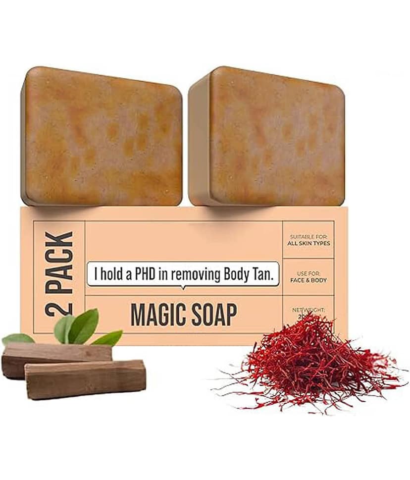 Mabilia Magic Soap Sandalwood and Saffron Bath GharSoap Pack of 2 Glowing Brightening Deep Cleansing