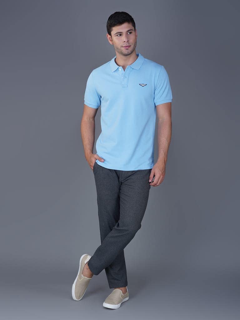Solid Polo Shirt - AIRY BLUE view 4