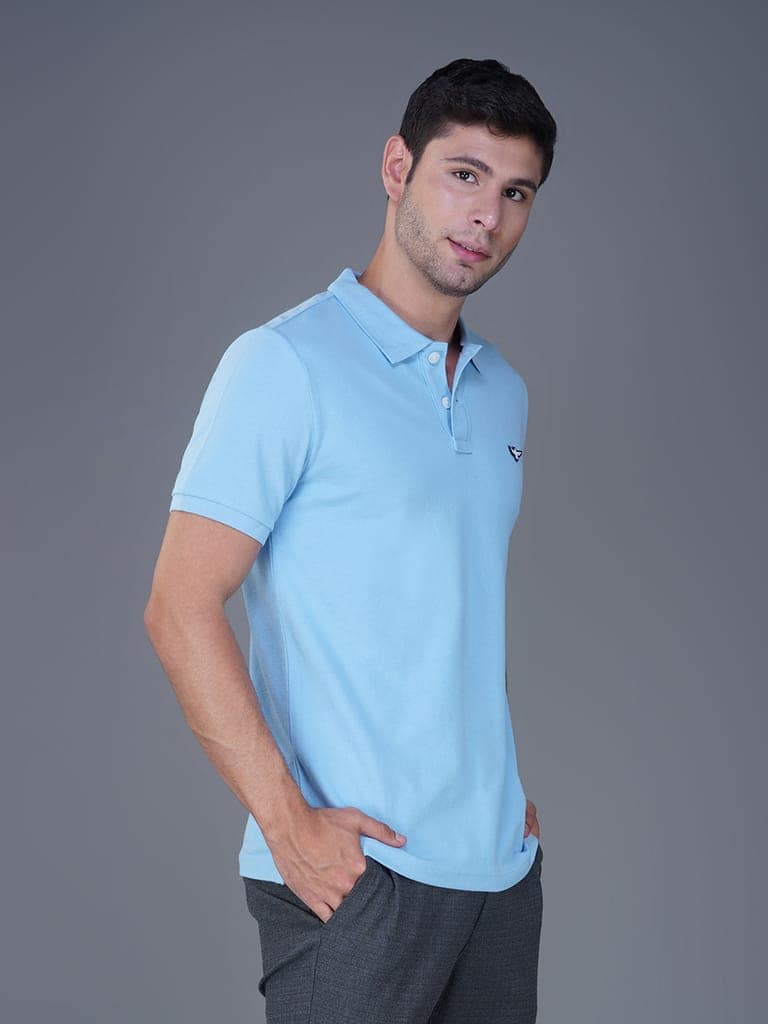 Solid Polo Shirt - AIRY BLUE view 5