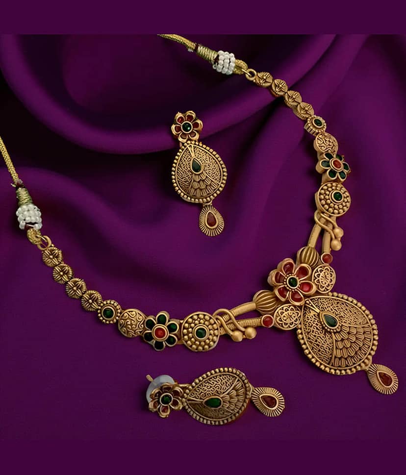 ROFARWORD Gold Brass Necklace Set ( Pack of 1 ) view 2