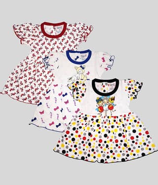 INFANT Pack of 3 Baby Girls Cotton Frock ( Multicolor )