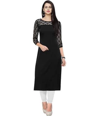 Dream Beauty Fashion - Black Crepe Women's Straight Kurti ( Pack of 1 )