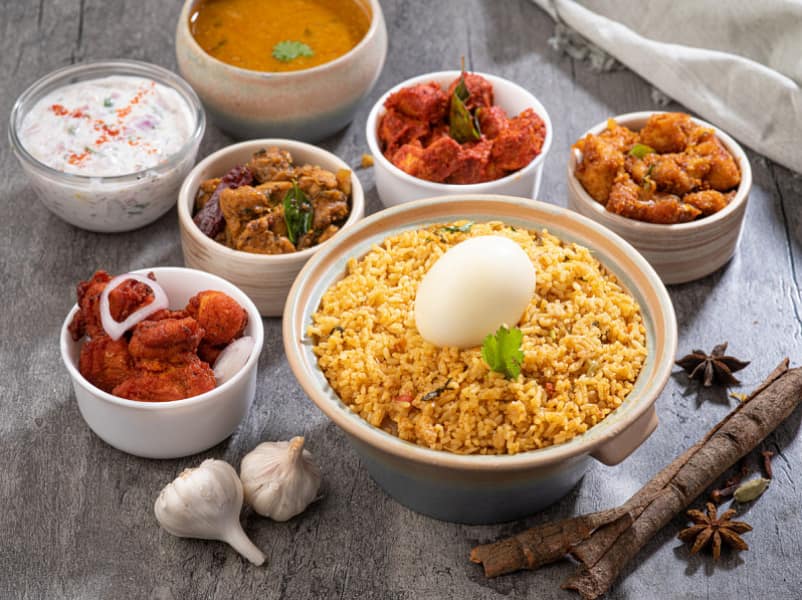 Seeraga samba egg biriyani + choice of chicken starter