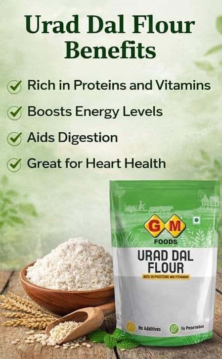 GM Foods Urad Dal Atta 500g | Black Gram Flour | High Protein, Natural & Nutritious | Gluten-Friendly Flour for Dosa, Idli, Dhokla & Indian Cooking | Fresh Quality view 3