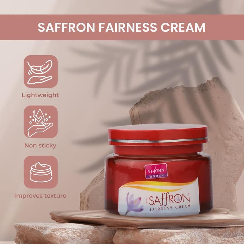 VI-JOHN Women Saffron Advanced Fairness Cream - 50 GM (Pack Of 5 - 250 GM) view 3