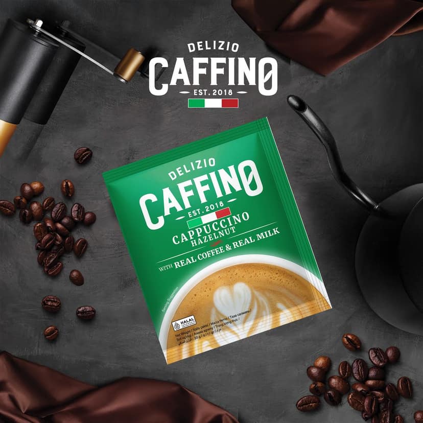 CAFFINO Cappuccino Hazelnut Coffee with Real Milk & Real Coffee, 200g Pack (10 Sachet X 20g), Instant Coffee, The Product of Indonesia (Imported) view 8