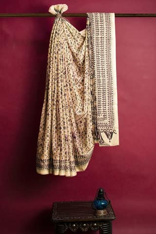 Embroidered Silk Saree On An Off White Base