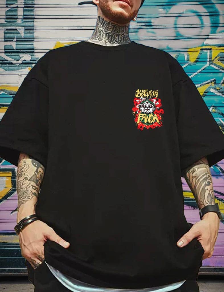 Scott Fincher Men's Oversized Halfsleeve Graphic Printed T-Shirt : AA(ARN)BLACK_30 view 3
