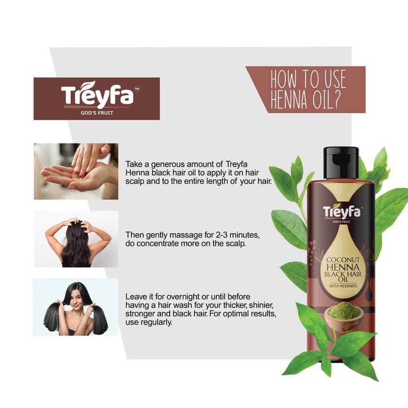 Treyfa coconut henna black hair oil for naturally black & healthy hair(30ml) view 3