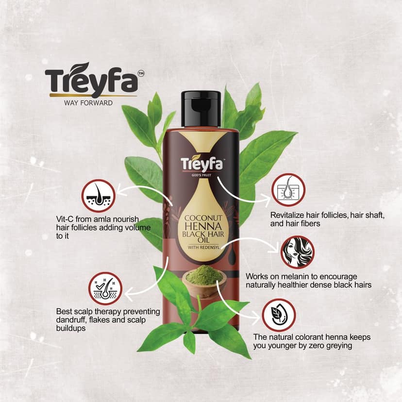 Treyfa coconut henna black hair oil for naturally black & healthy hair(30ml) view 6