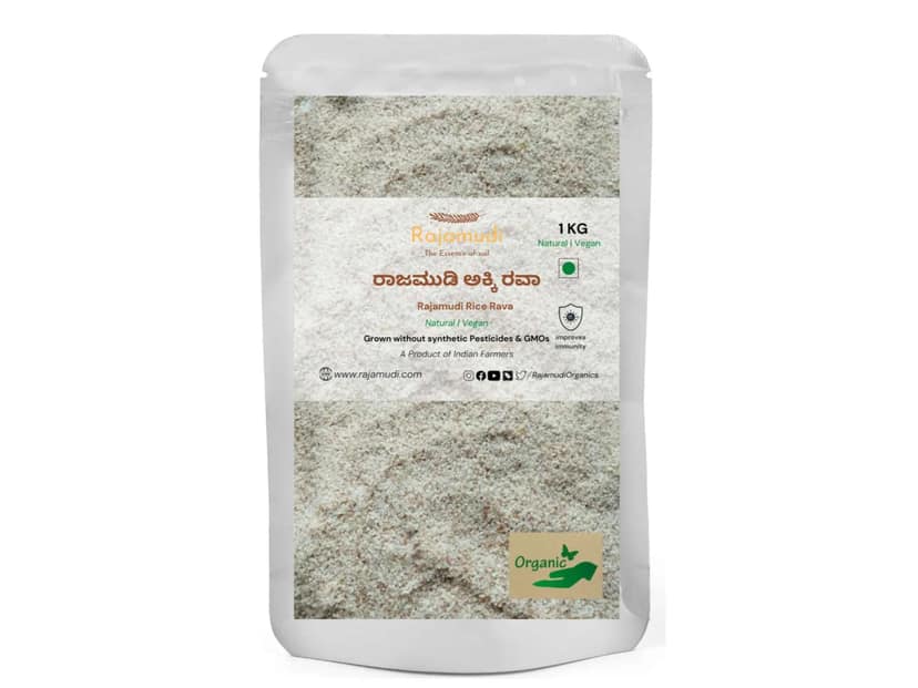Rajamudi Organics Organic Rajamudi Rice Rava - 1 Kilogram