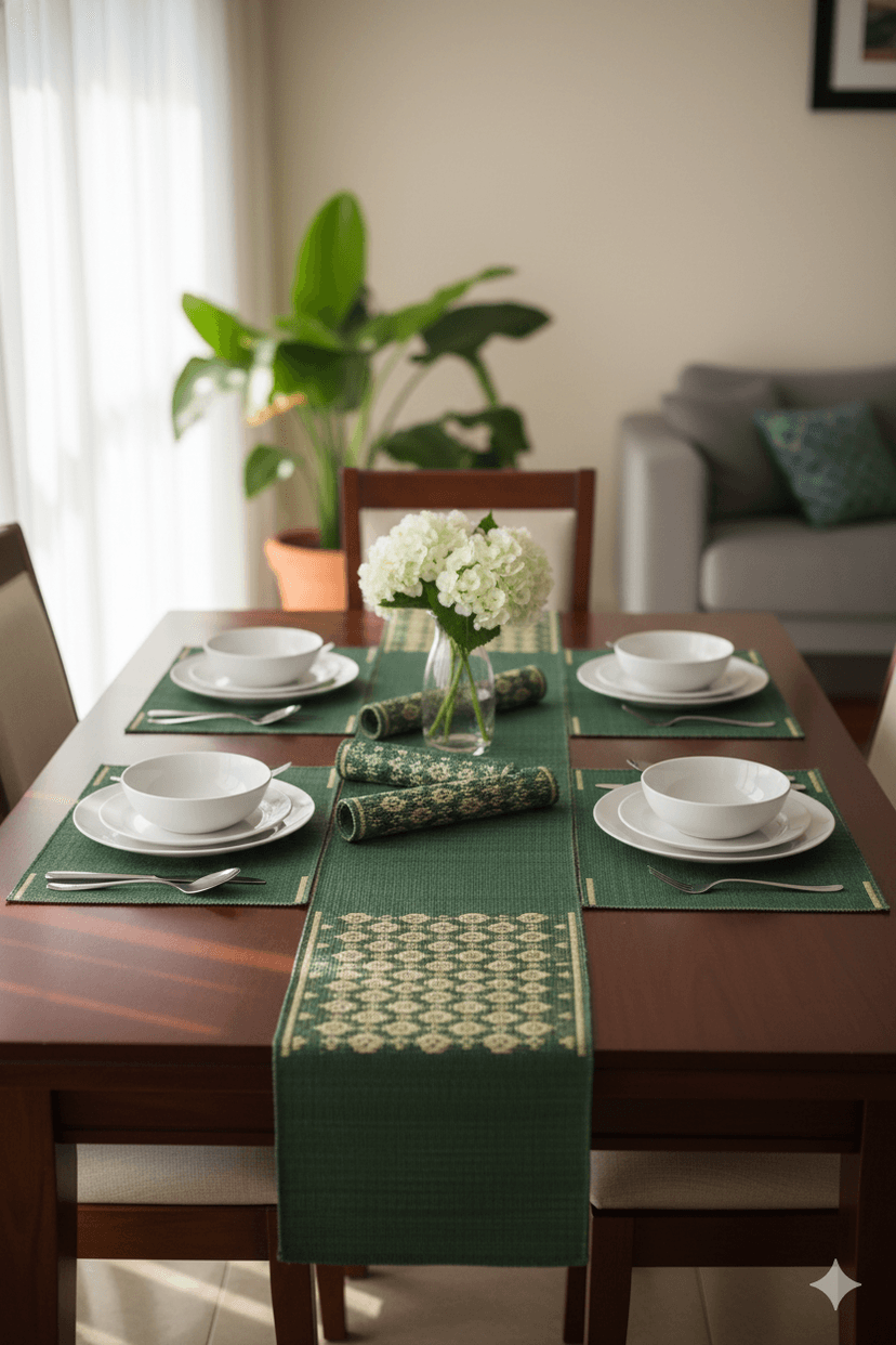 Heritage Madurkathi Handwoven Table Mat And Runner Set view 3