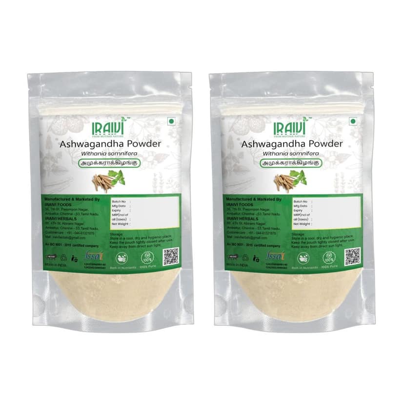 IRAIVI Premium Ashwagandha Powder 200g | Amukkara Kizhangu | Panneeru Gadda | Stress Adaptation & Vitality | 100% Pure Ashwagandha Supplement | Supports Energy & Calm