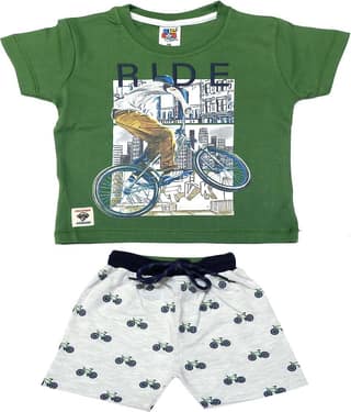 Kideon Pack of 1 Boys Cotton T-Shirt & Shorts Set ( Red )